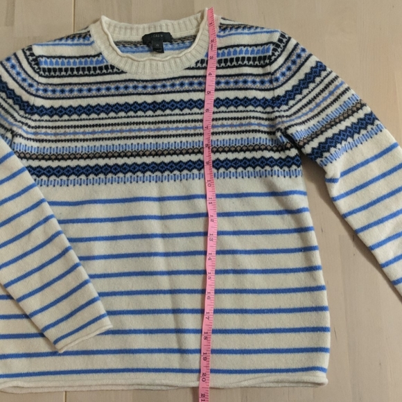 J Crew | Blue Wool Striped Fair Isle Sweater - Picture 5 of 12